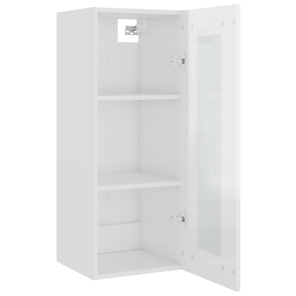 vidaXL Hängeschrank Hochglanz-Weiß 34,5x34x90 cm