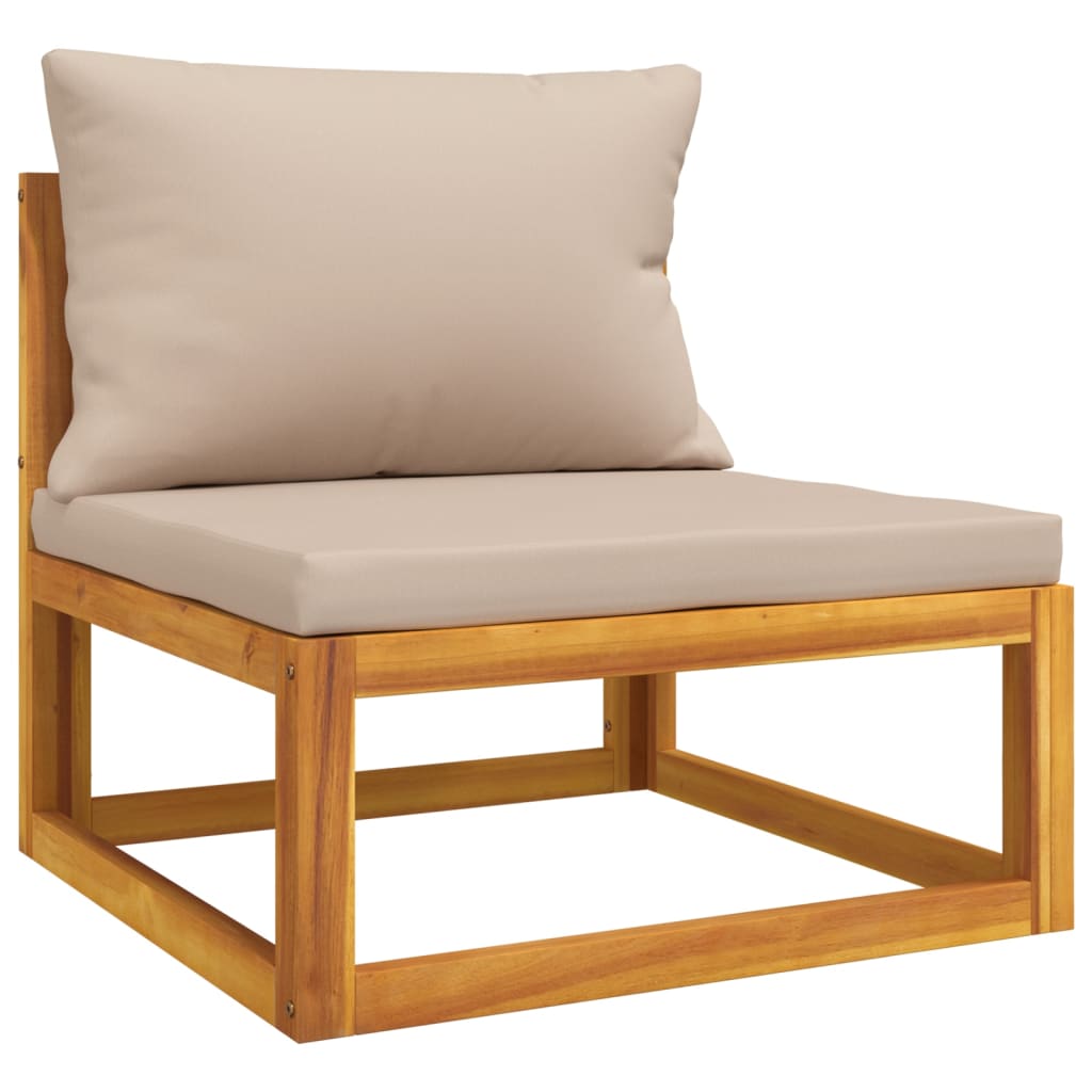 vidaXL 7-tlg. Garten-Lounge-Set mit Taupe Kissen Massivholz