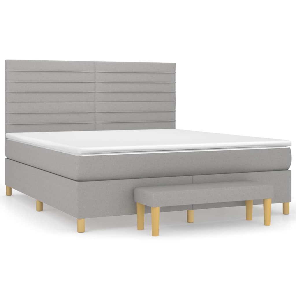 vidaXL Boxspringbett mit Matratze Hellgrau 160x200 cm Stoff