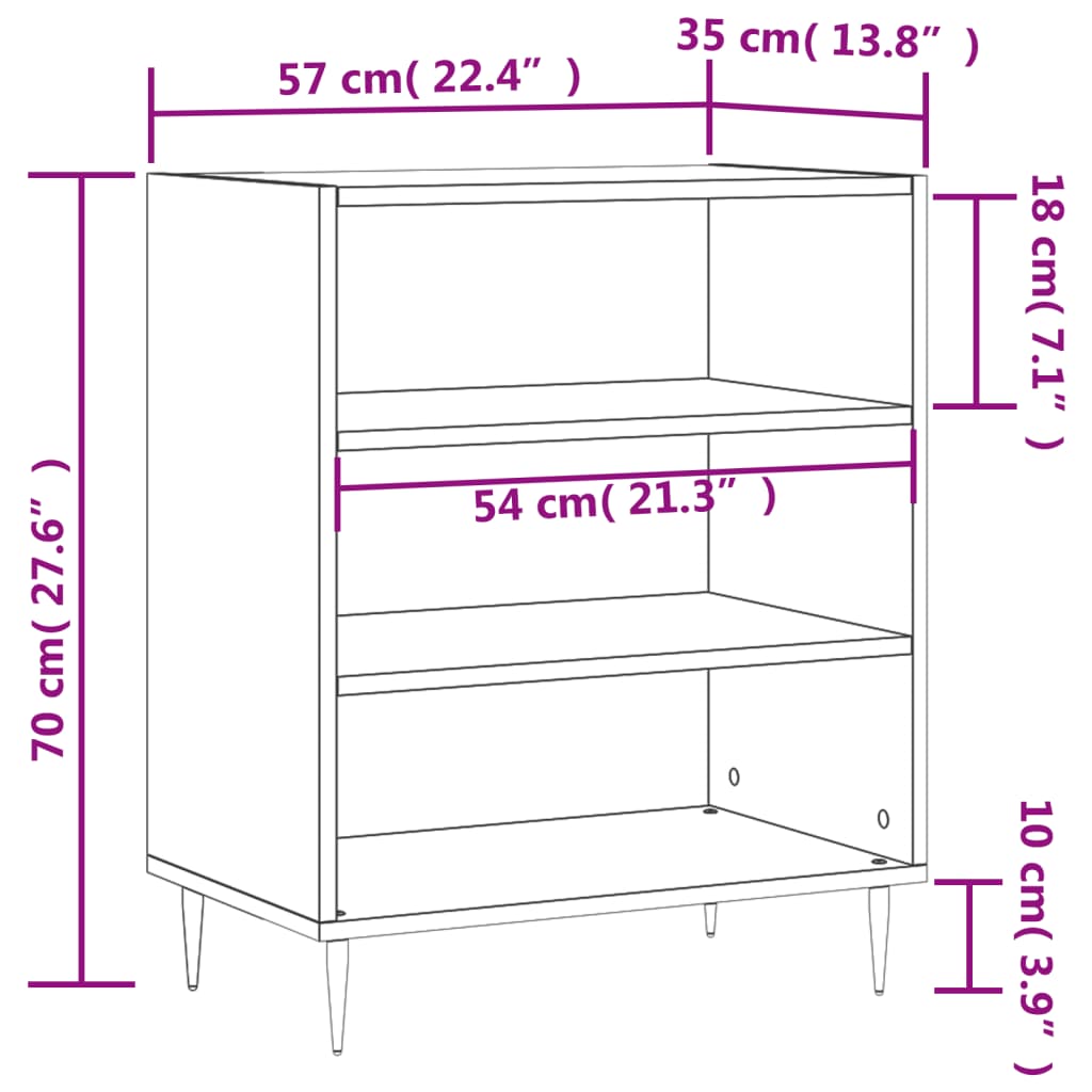 vidaXL Sideboard Betongrau 57x35x70 cm Holzwerkstoff