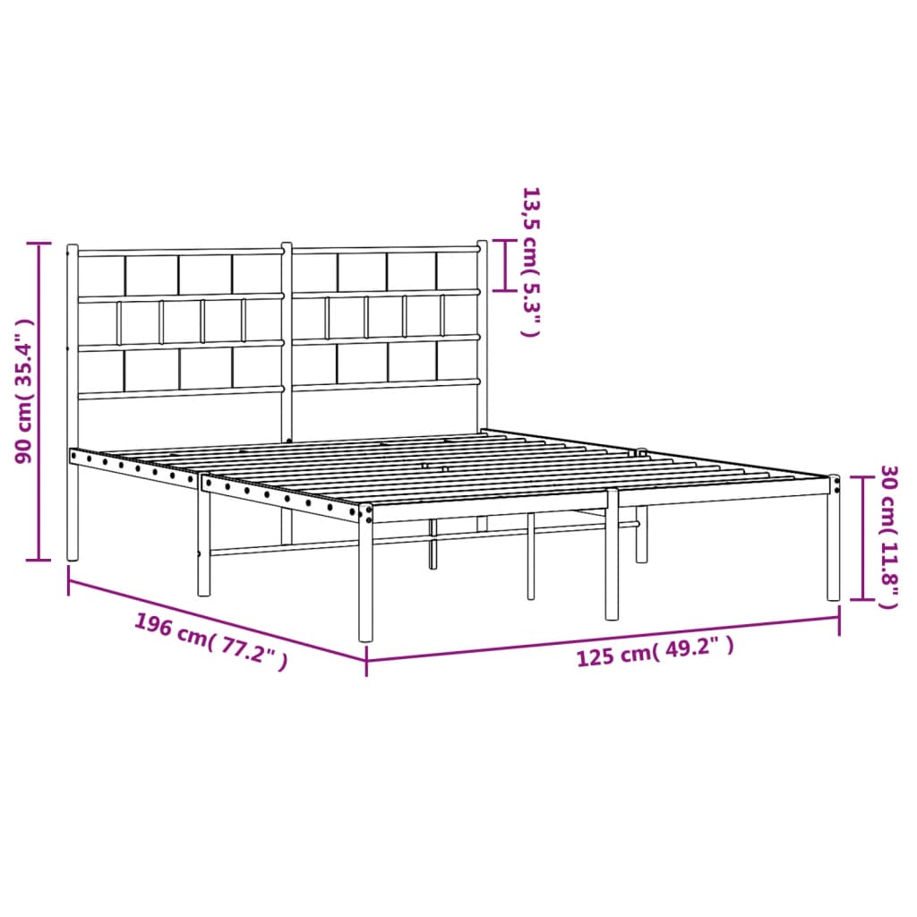 vidaXL Bettgestell mit Kopfteil Metall Weiß 120x190 cm