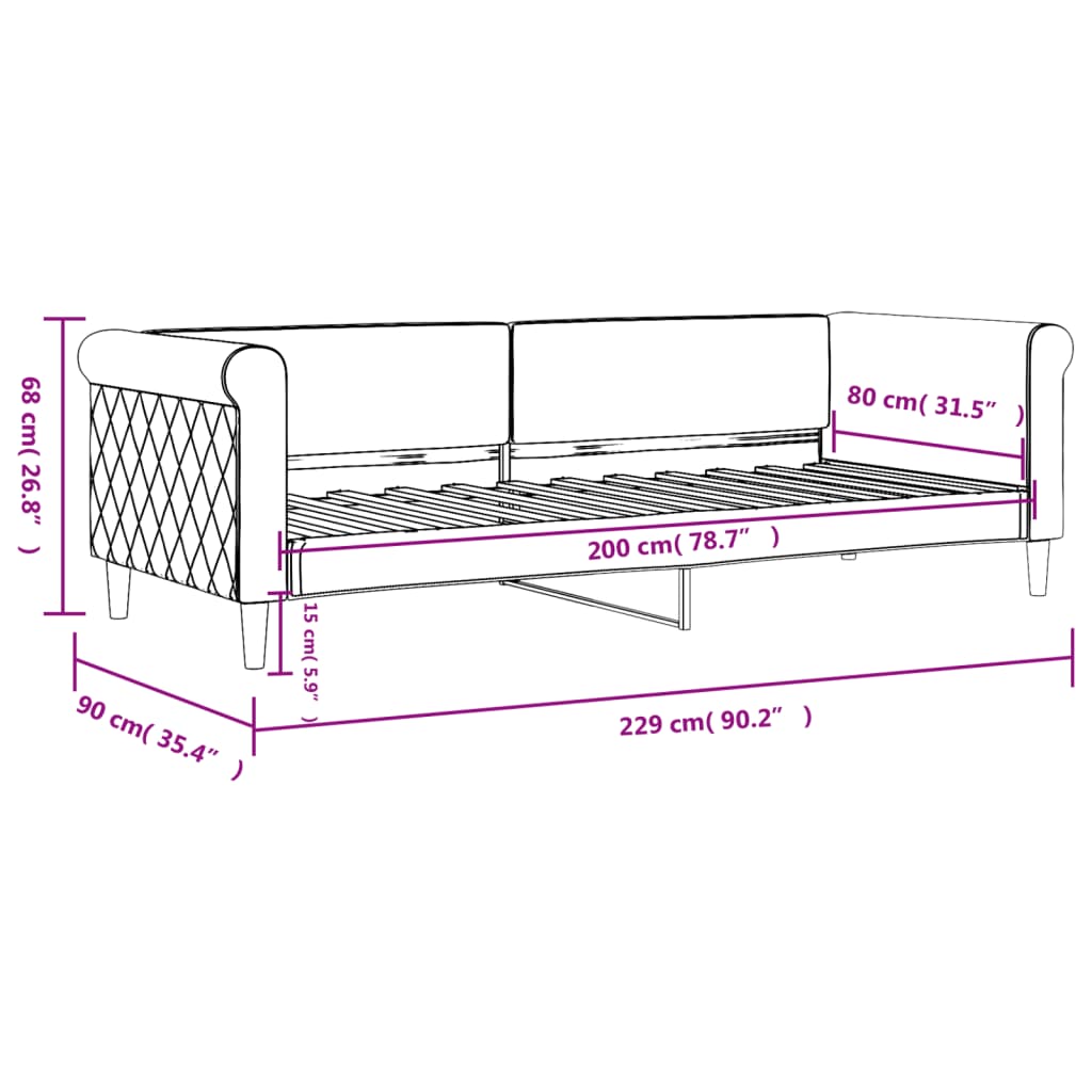 vidaXL Tagesbett Dunkelgrün 80x200 cm Samt