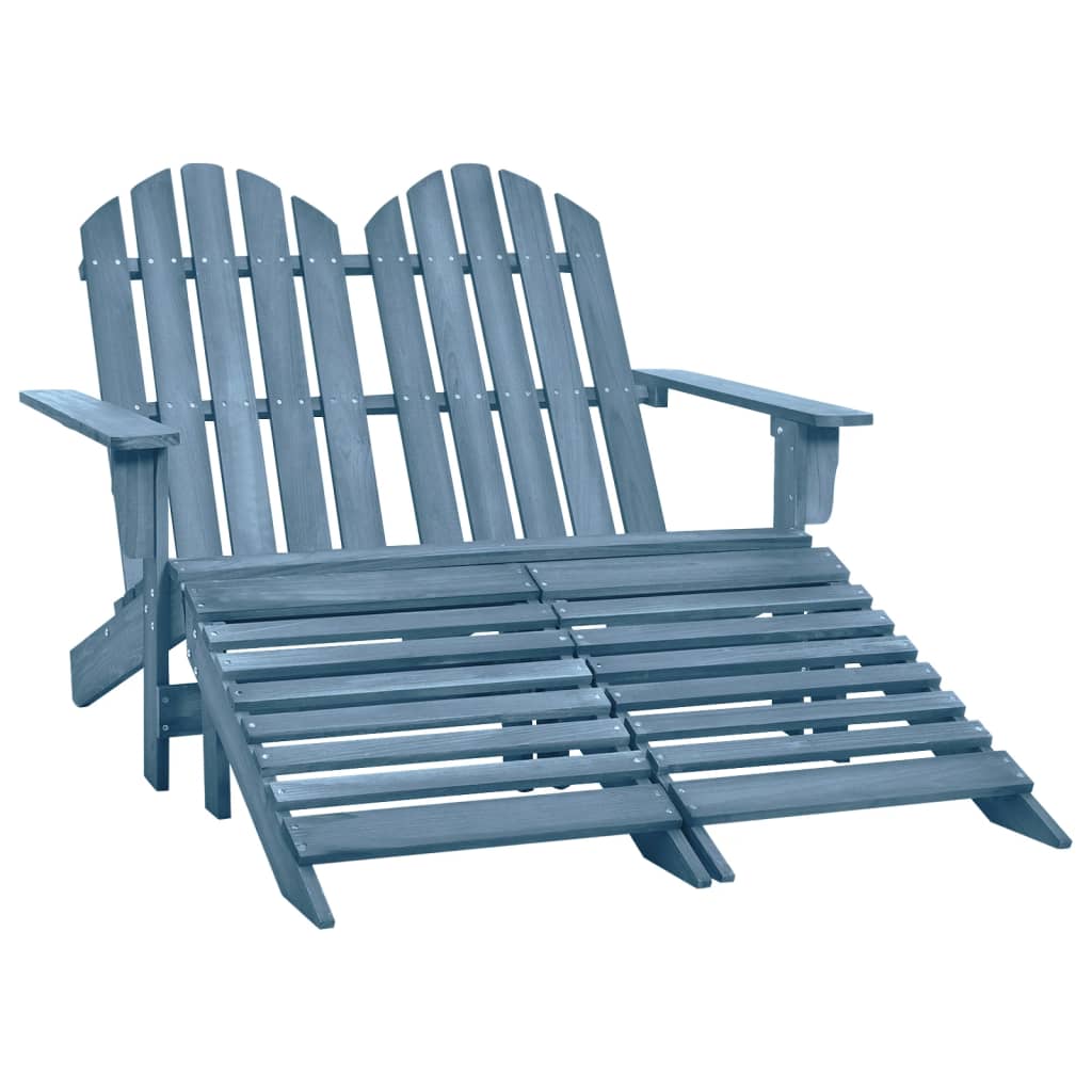 vidaXL Adirondack-Gartenbank 2-Sitzer mit Fußteil Tannenholz Blau