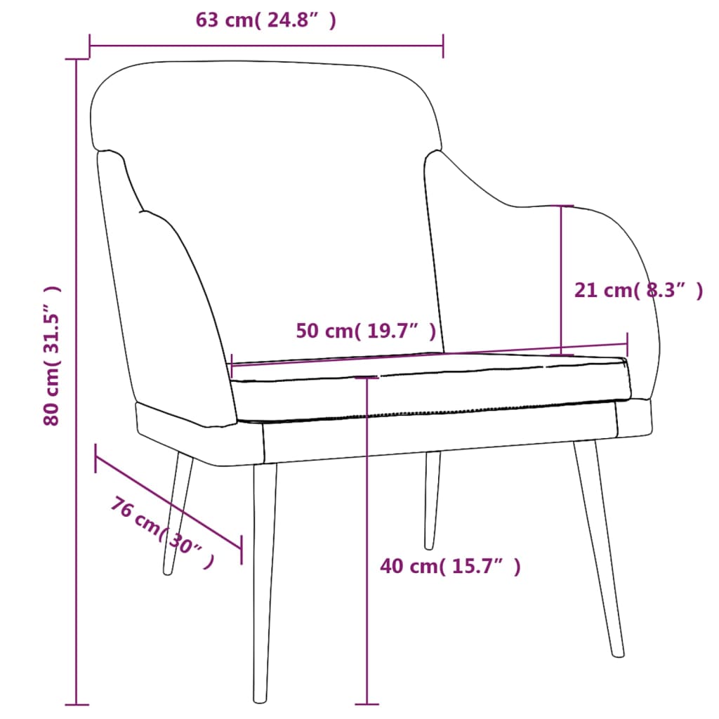 vidaXL Sessel Schwarz 63x76x80 cm Samt