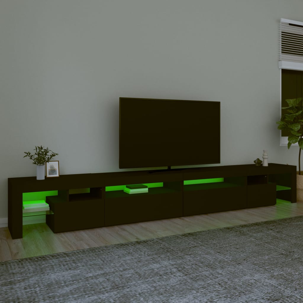 vidaXL TV-Schrank mit LED-Leuchten Schwarz 290x36,5x40 cm
