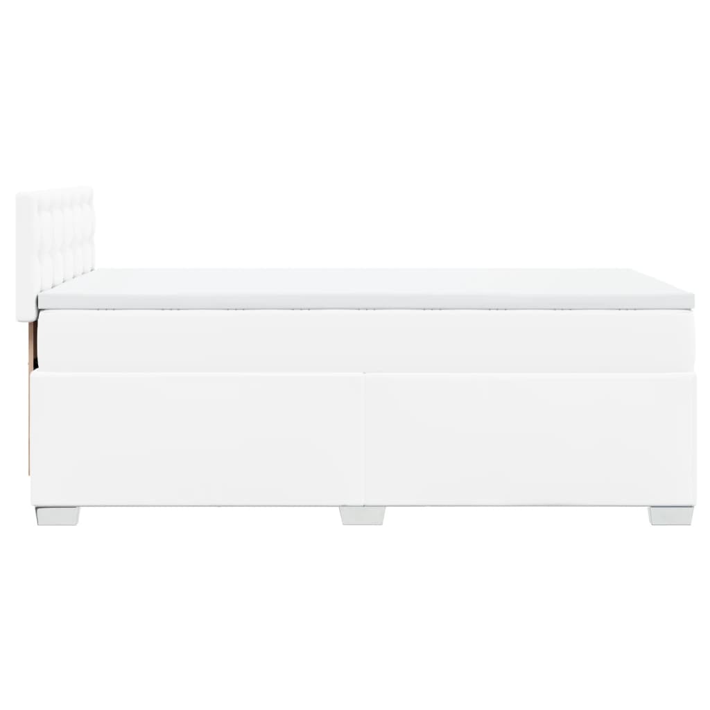 vidaXL Boxspringbett mit Matratze Weiß 90x190 cm Kunstleder