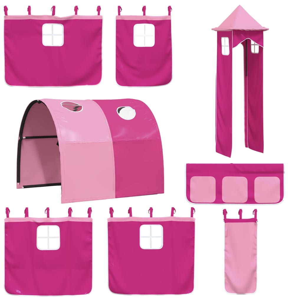 vidaXL Kinderhochbett mit Turm Rosa 90x190 cm Massivholz Kiefer