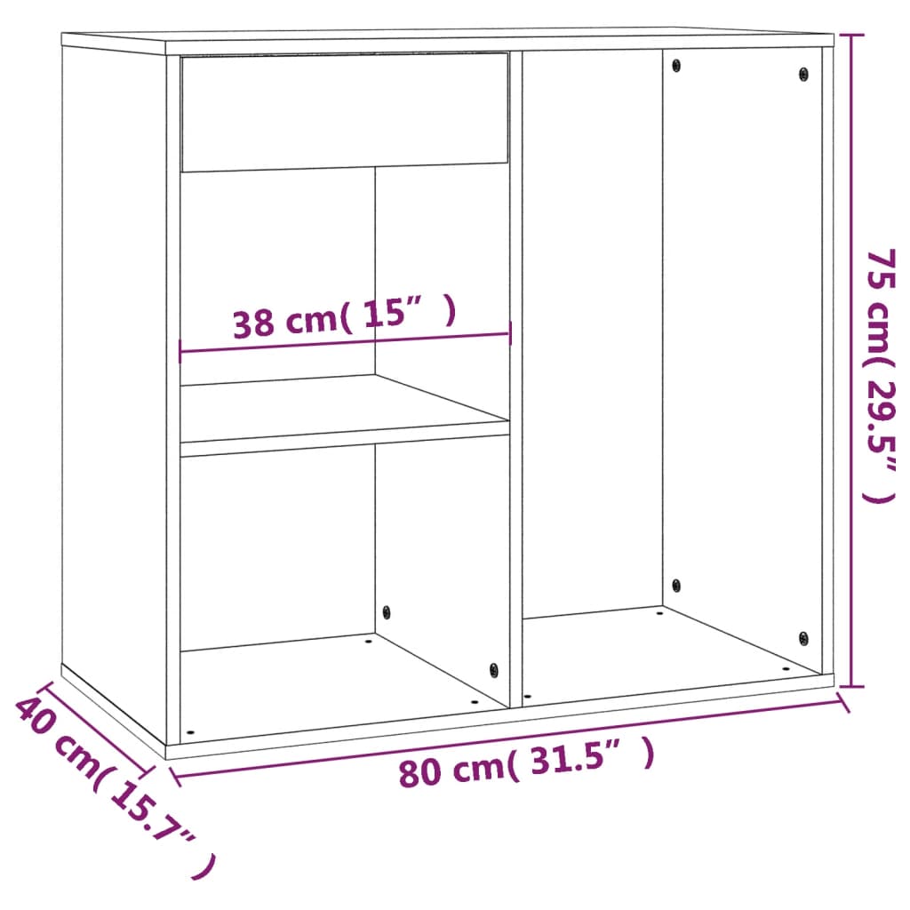 vidaXL Kosmetikschrank Grau Sonoma 80x40x75 cm Holzwerkstoff