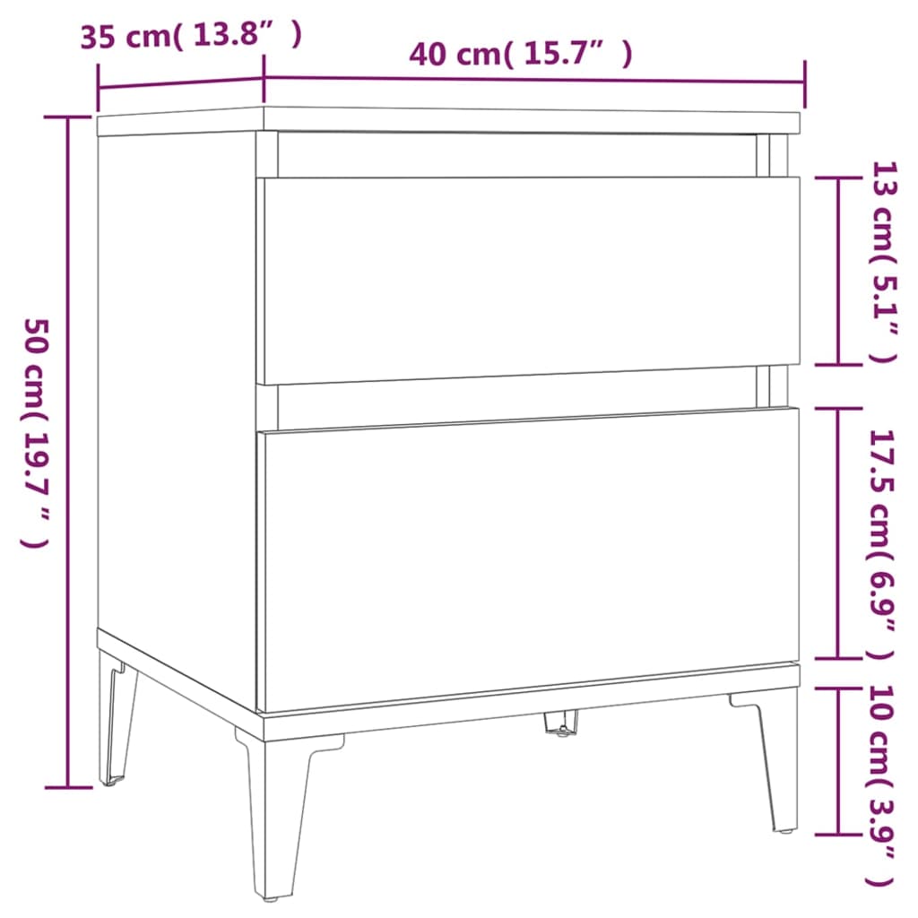 vidaXL Nachttisch Sonoma-Eiche 40x35x50 cm