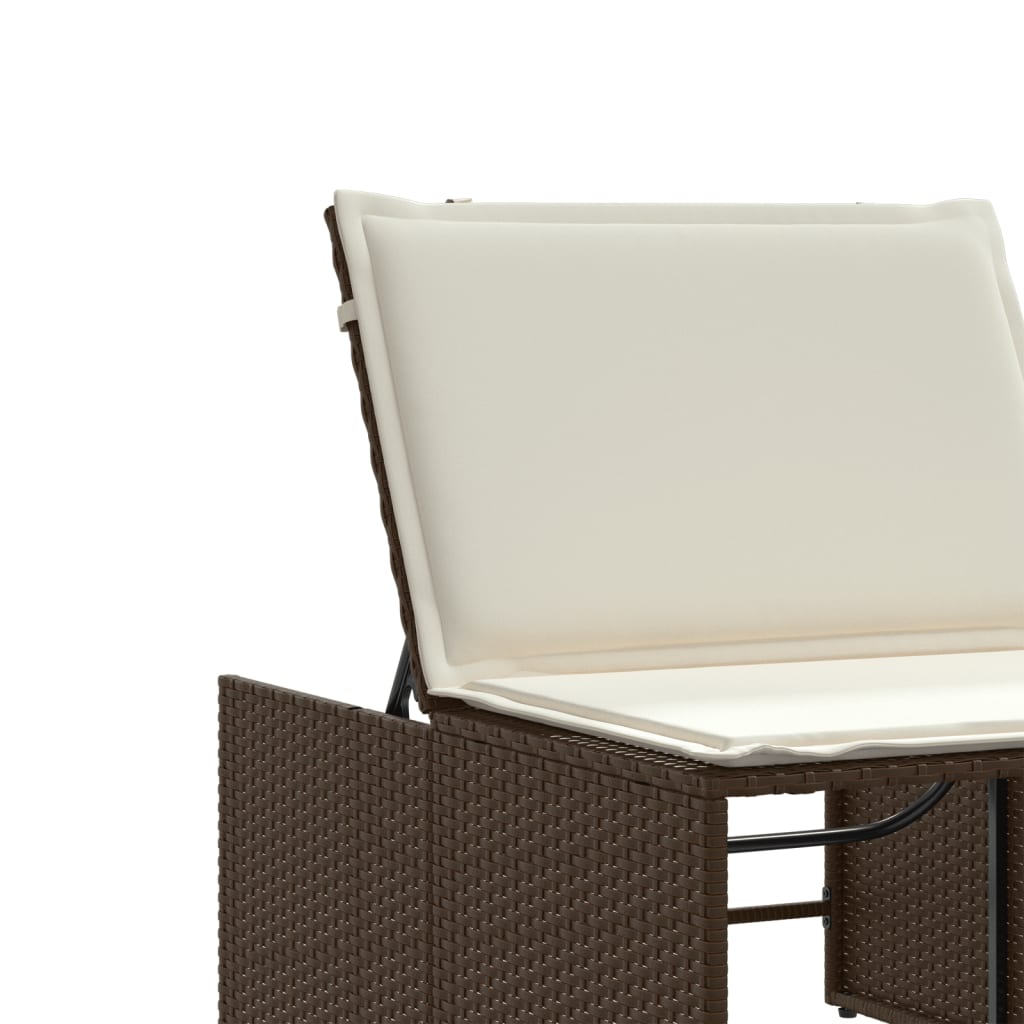 vidaXL Sonnenliegen 2 Stk. mit Tisch Braun Poly Rattan