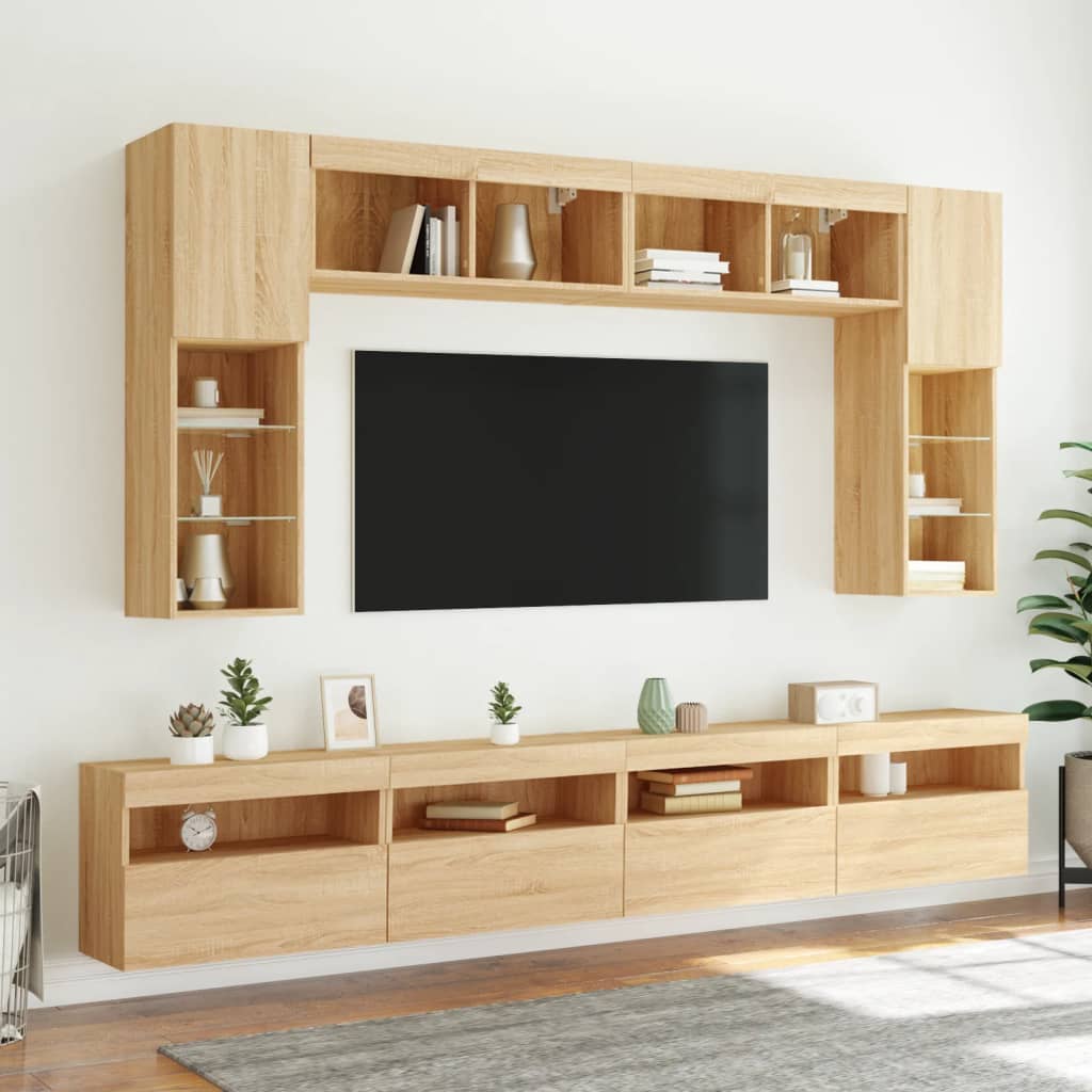 vidaXL TV-Wandschrank mit LED-Leuchten Sonoma-Eiche 60x30x40 cm