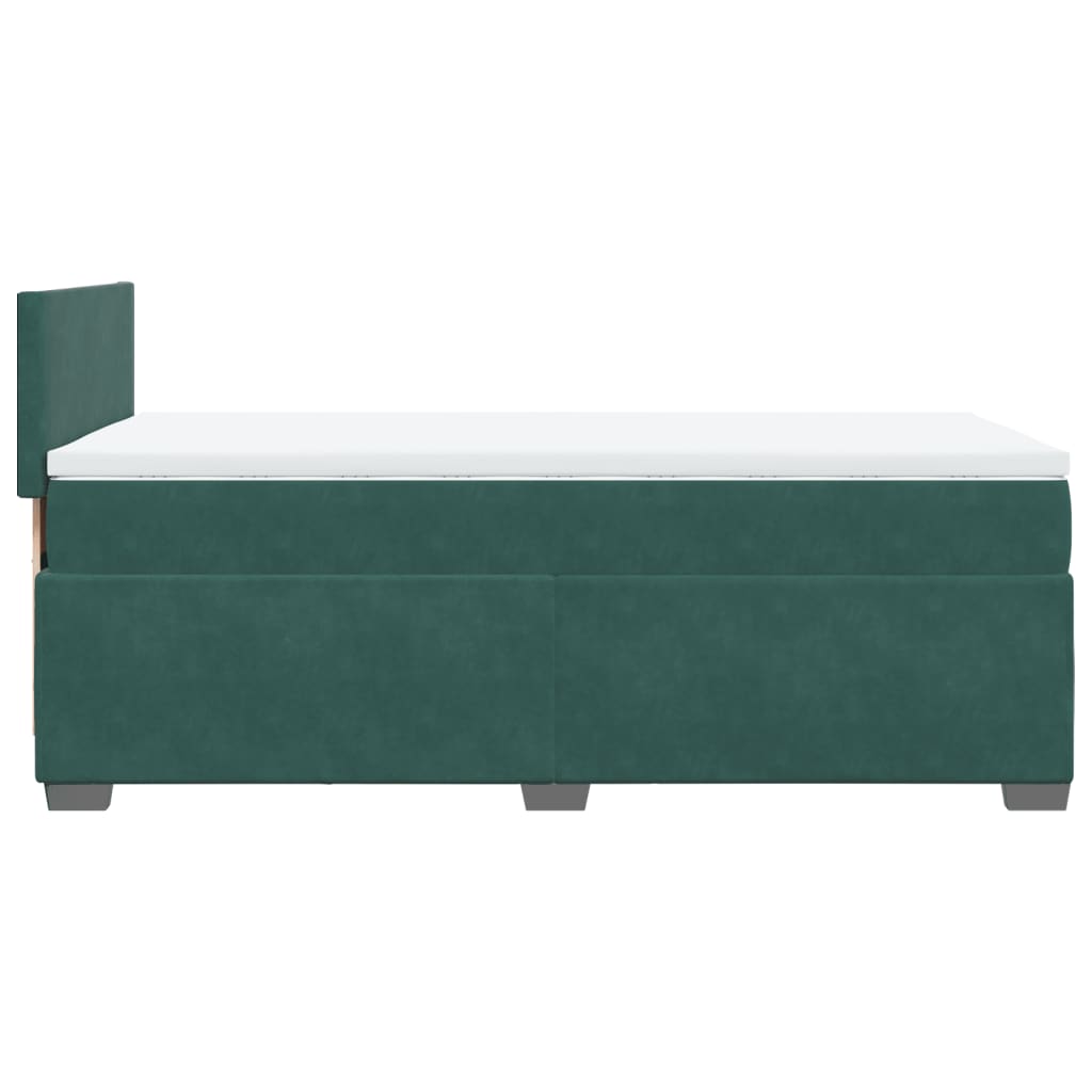 vidaXL Boxspringbett mit Matratze Dunkelgrün 80x200 cm Samt