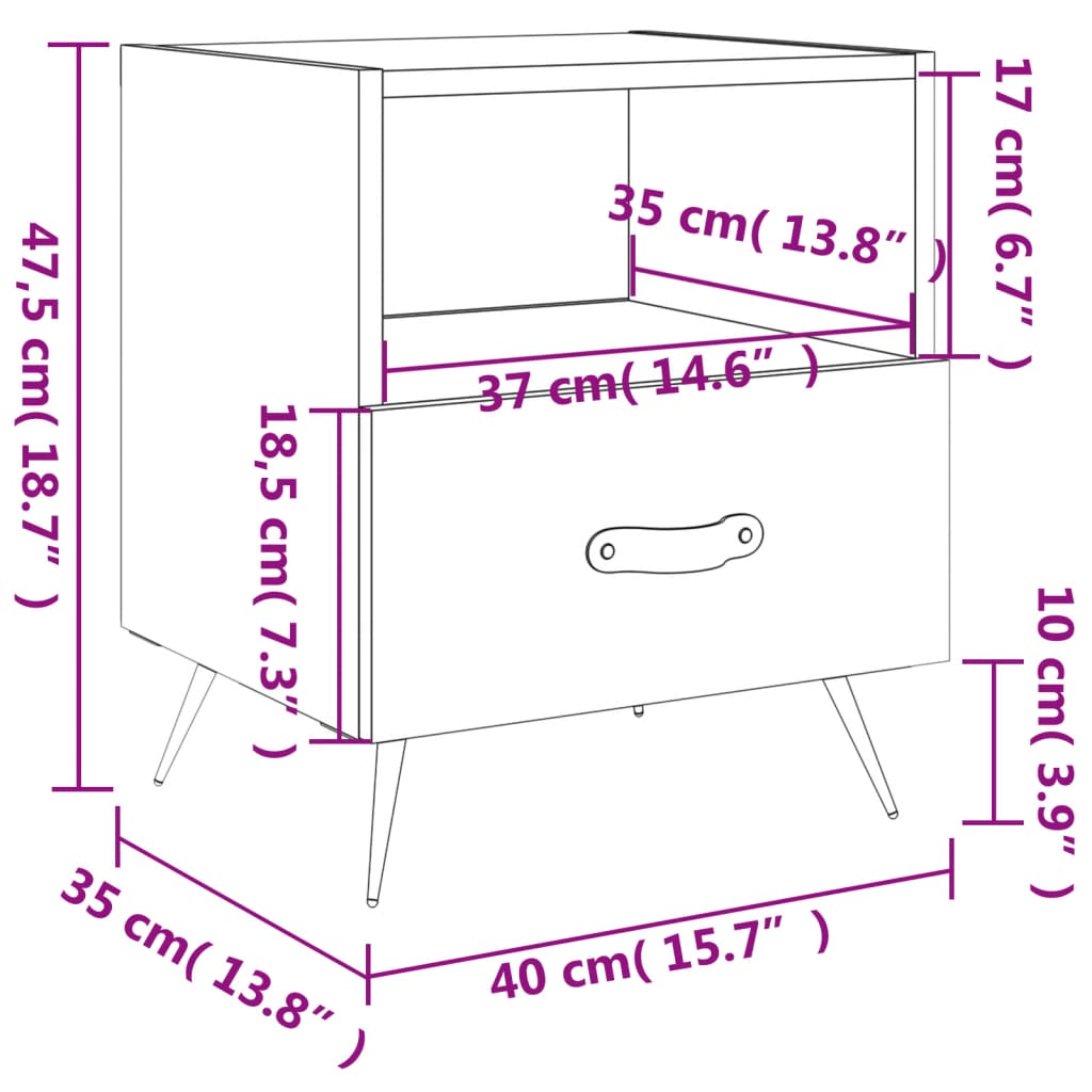 vidaXL Nachttisch Weiß 40x35x47,5 cm Holzwerkstoff