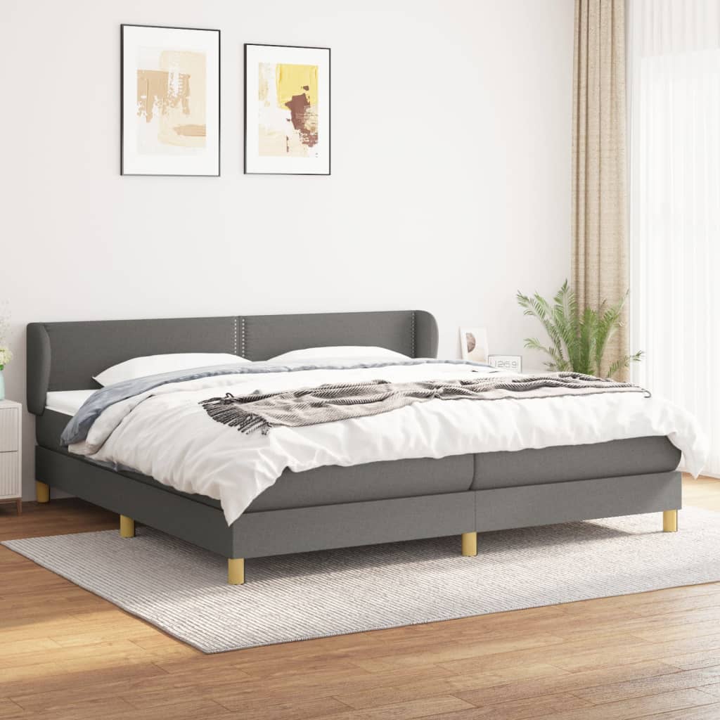 vidaXL Boxspringbett mit Matratze Dunkelgrau 200x200 cm Stoff