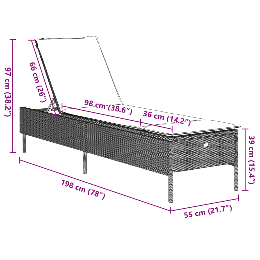 vidaXL 3-tlg. Sonnenliegen-Set mit Auflage Hellgrau Poly Rattan