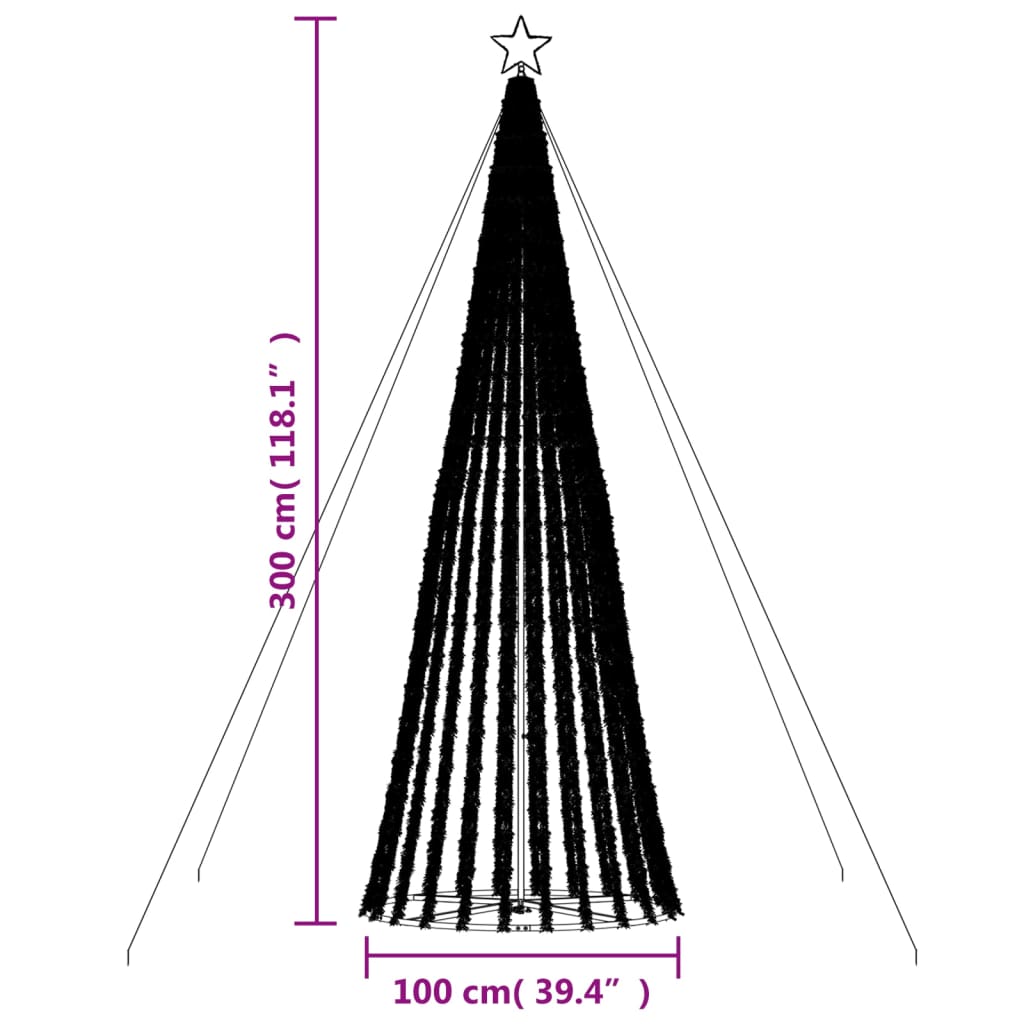 vidaXL Weihnachtsbaum Kegelform 688 LEDs Mehrfarbig 300 cm