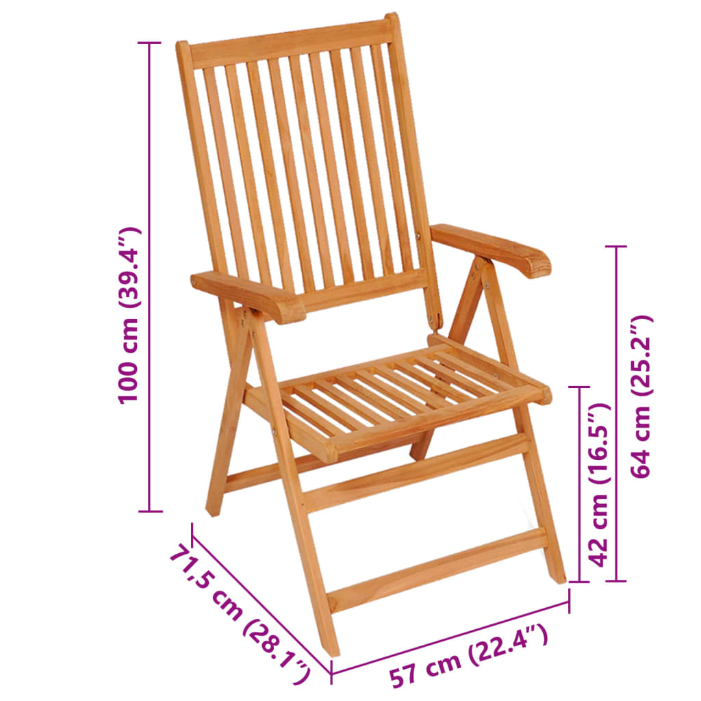 vidaXL Gartenstühle 2 Stk. Rote Karomuster Kissen Massivholz Teak