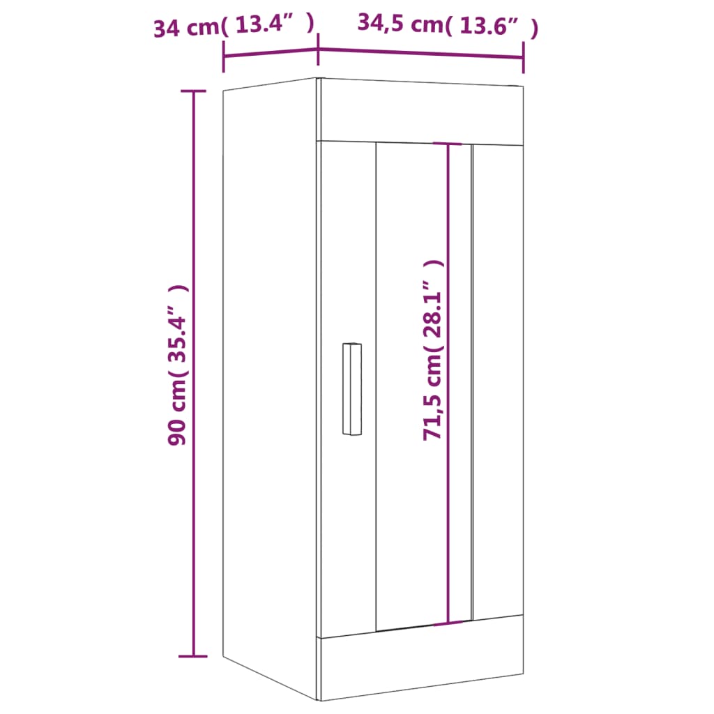 vidaXL Hängeschrank Weiß 34,5x34x90 cm