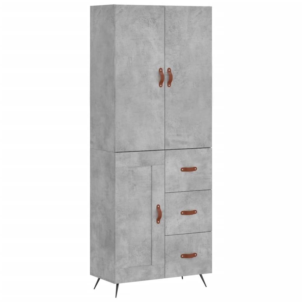 vidaXL Highboard Betongrau 69,5x34x180 cm Holzwerkstoff