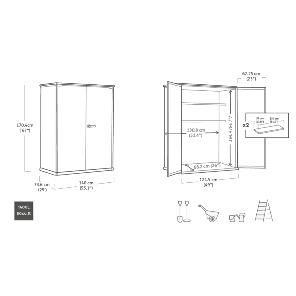 Keter Gerätehaus Cortina Alto 1400L Grau