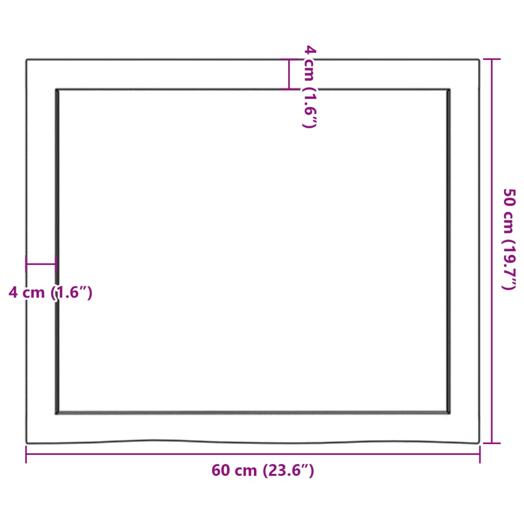 vidaXL Tischplatte 60x50x(2-6) cm Massivholz Eiche Unbehandelt