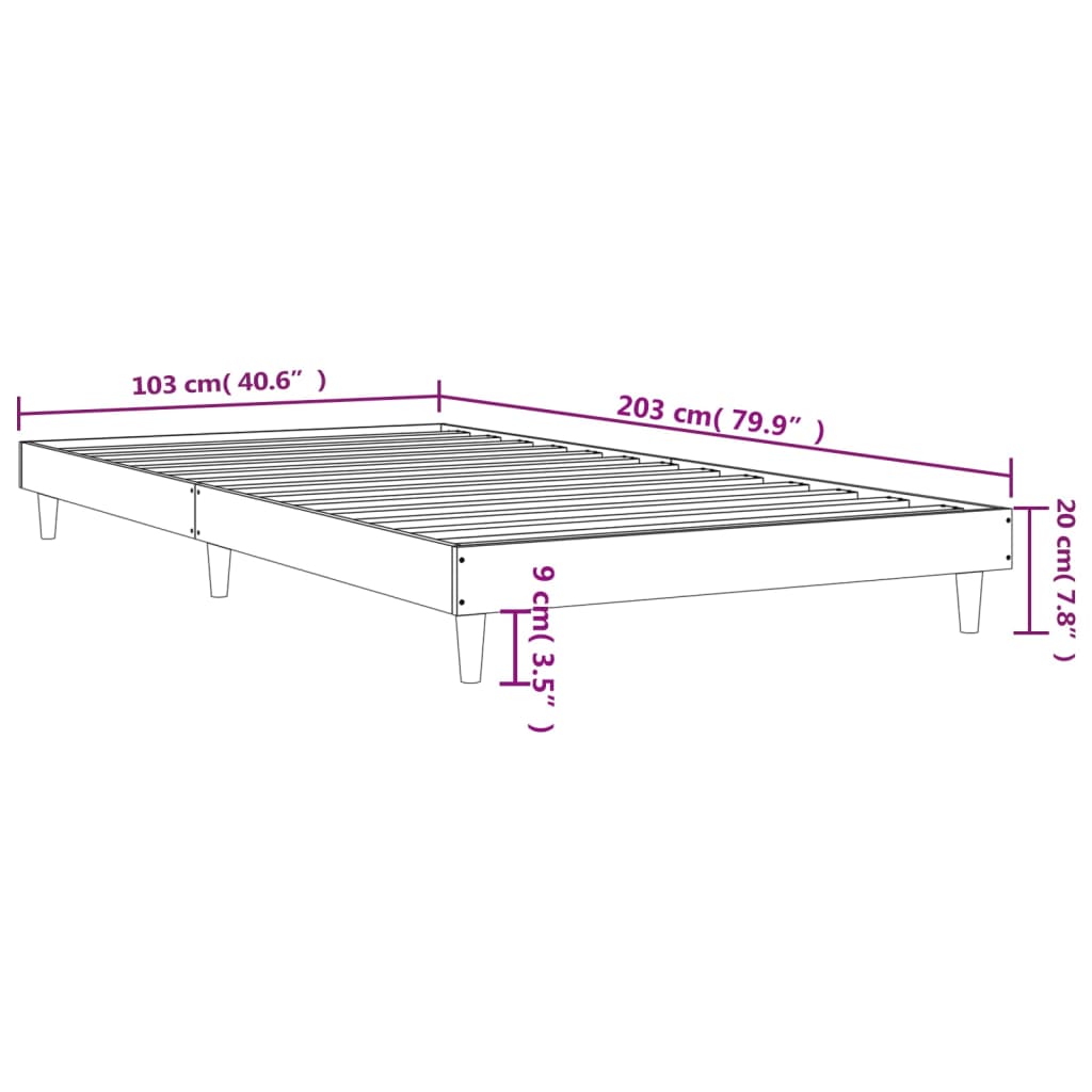 vidaXL Bettgestell ohne Matratze Sonoma-Eiche 100x200 cm Holzwerkstoff