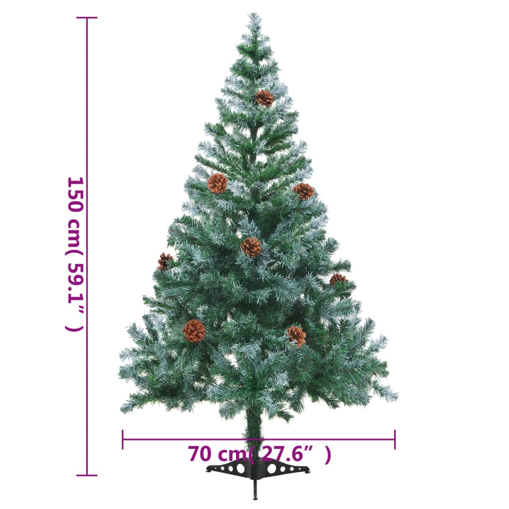 vidaXL Weihnachtsbaum Gefrostet mit Beleuchtung Kugeln Zapfen 150 cm