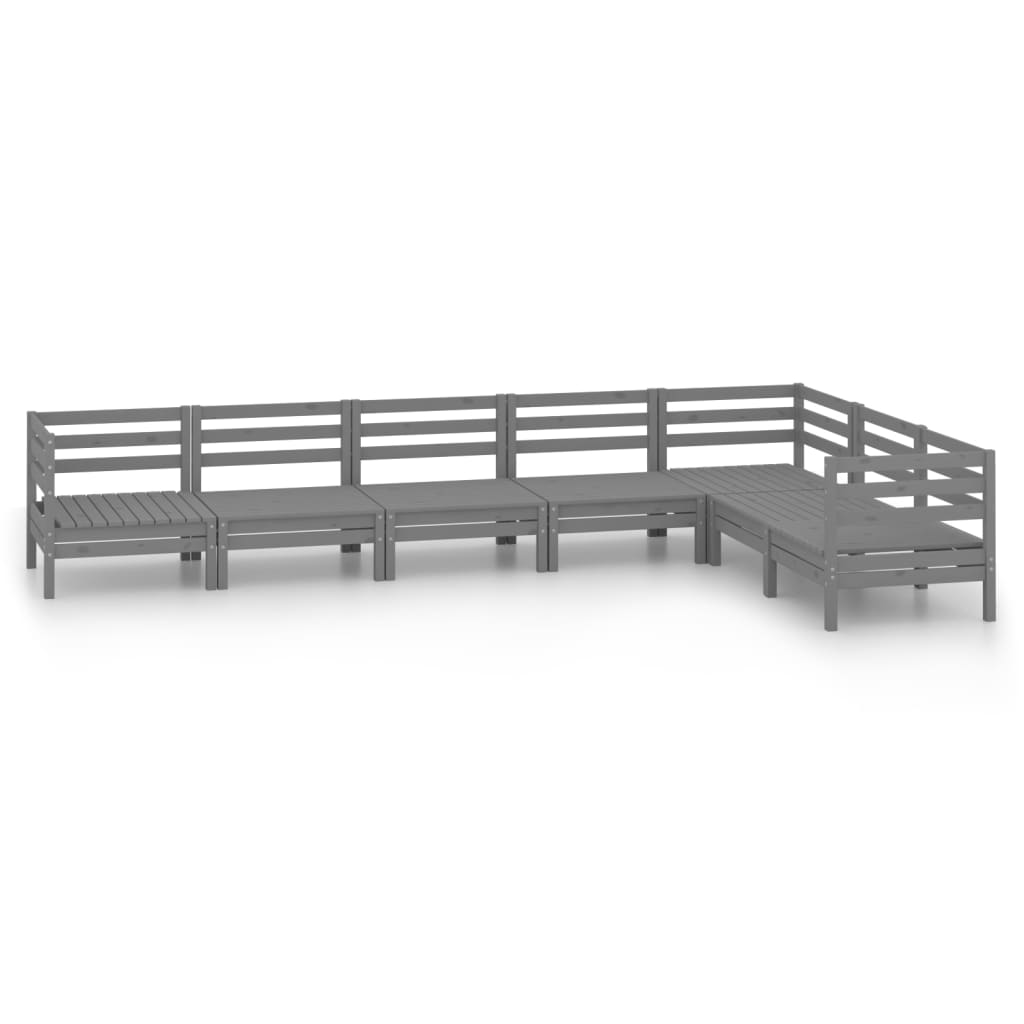 vidaXL 7-tlg. Garten-Lounge-Set Massivholz Kiefer Grau