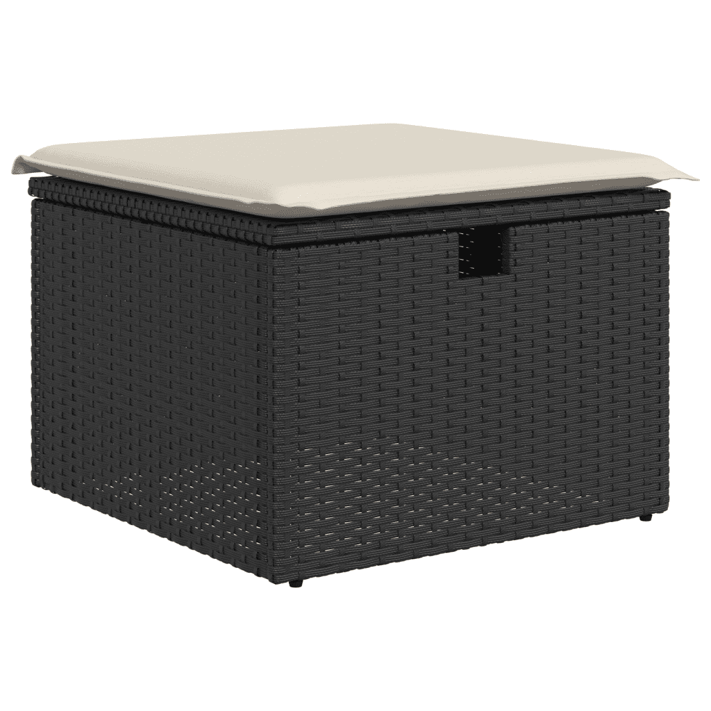 vidaXL 4-tlg. Garten-Sofagarnitur mit Kissen Schwarz Poly Rattan