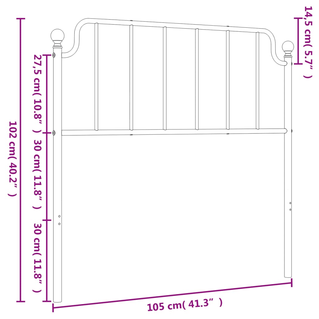 vidaXL Kopfteil Metall Schwarz 100 cm