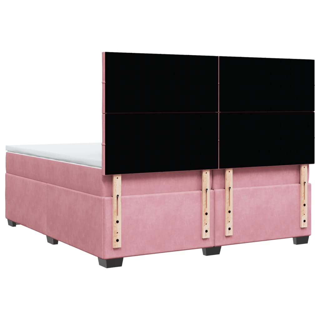 vidaXL Boxspringbett mit Matratze Rosa 200x200 cm Samt