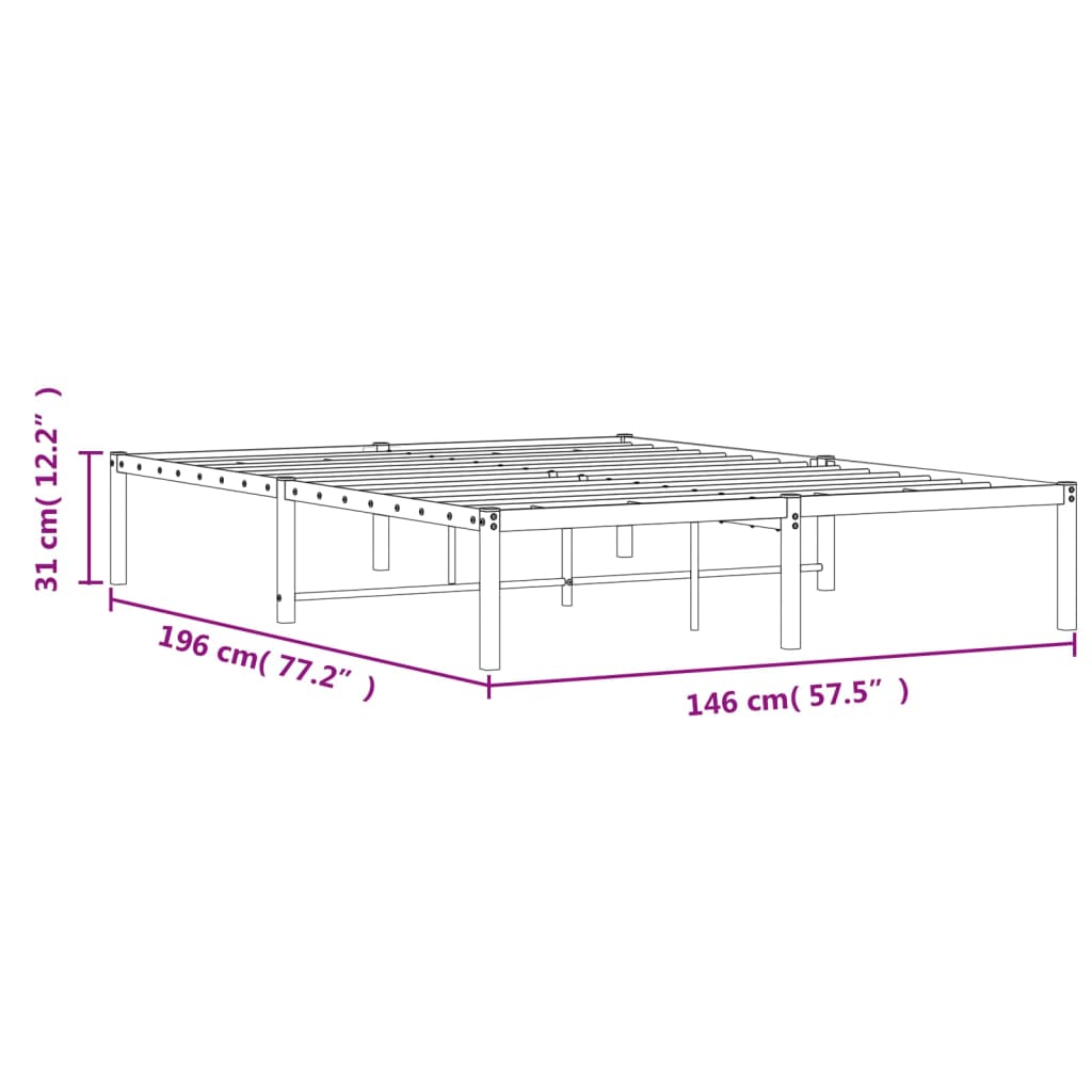 vidaXL Bettgestell Metall Weiß 140x190 cm