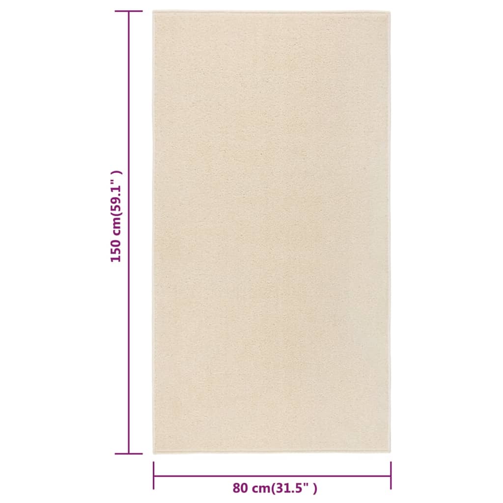 vidaXL Teppich Kurzflor 80x150 cm Creme