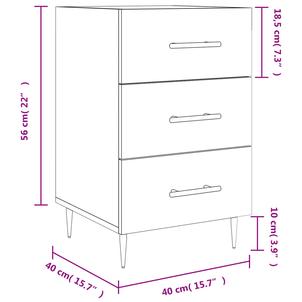 vidaXL Nachttisch Sonoma-Eiche 40x40x66 cm Holzwerkstoff