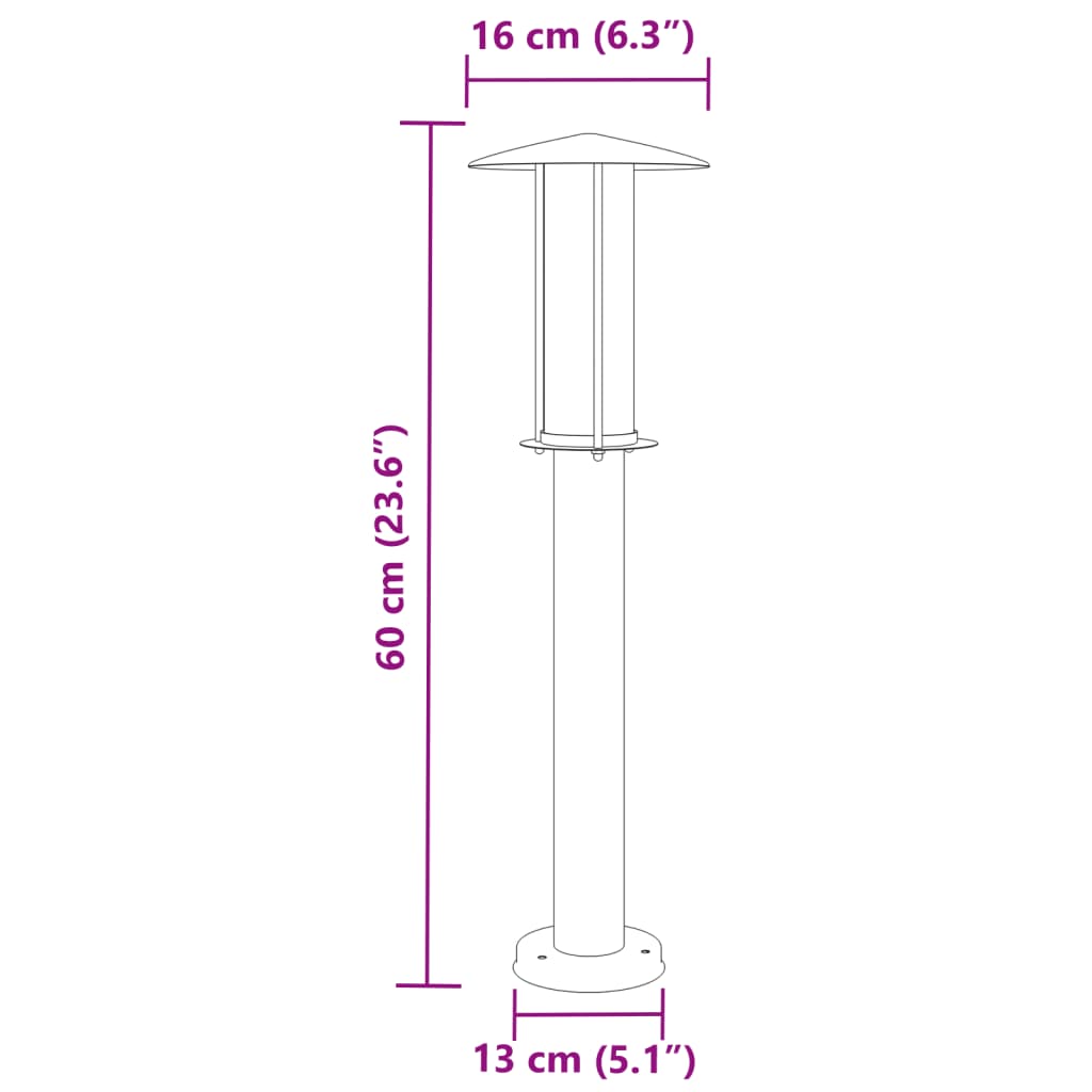 vidaXL Wegeleuchte Schwarz 60 cm Edelstahl