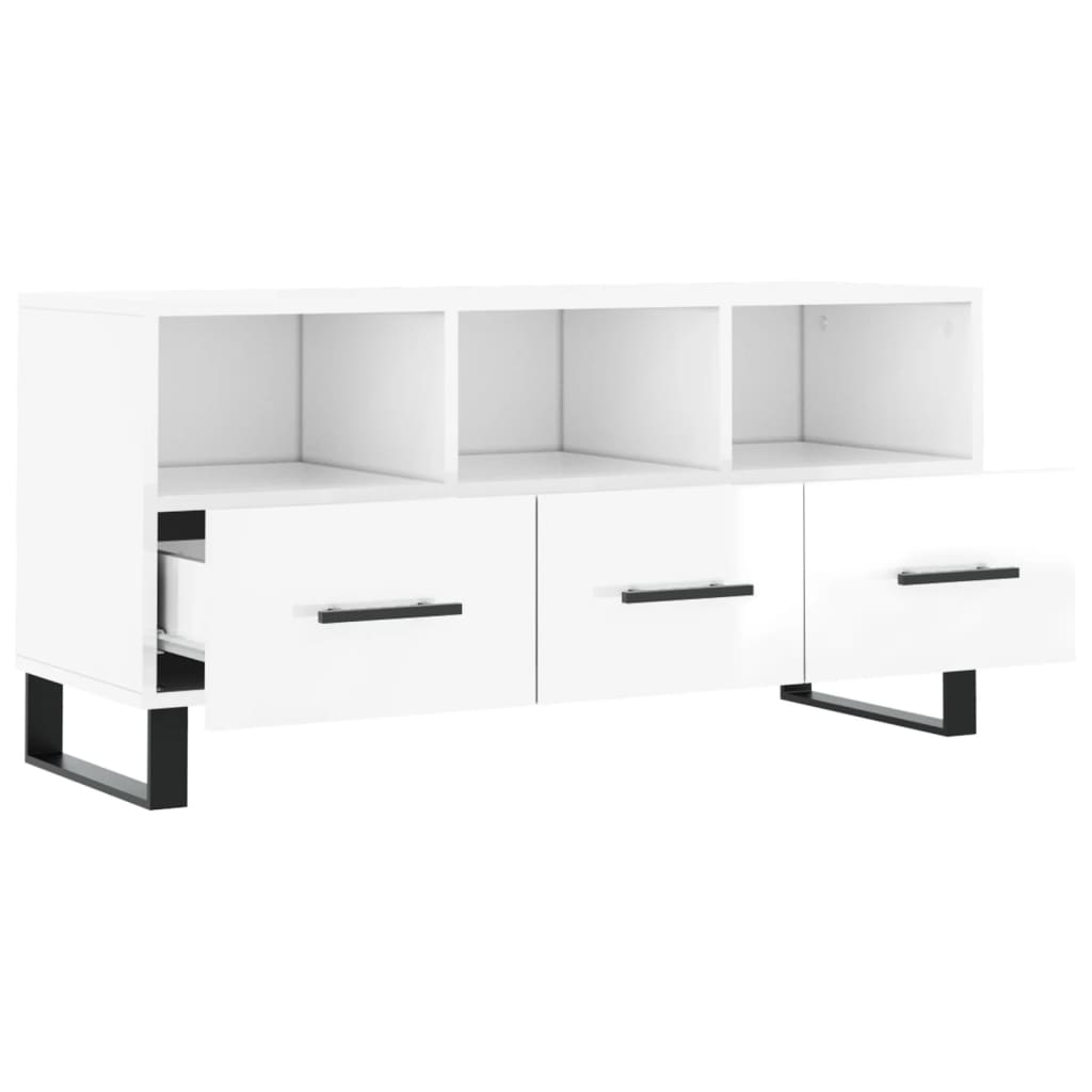 vidaXL TV-Schrank Hochglanz-Weiß 102x36x50 cm Holzwerkstoff