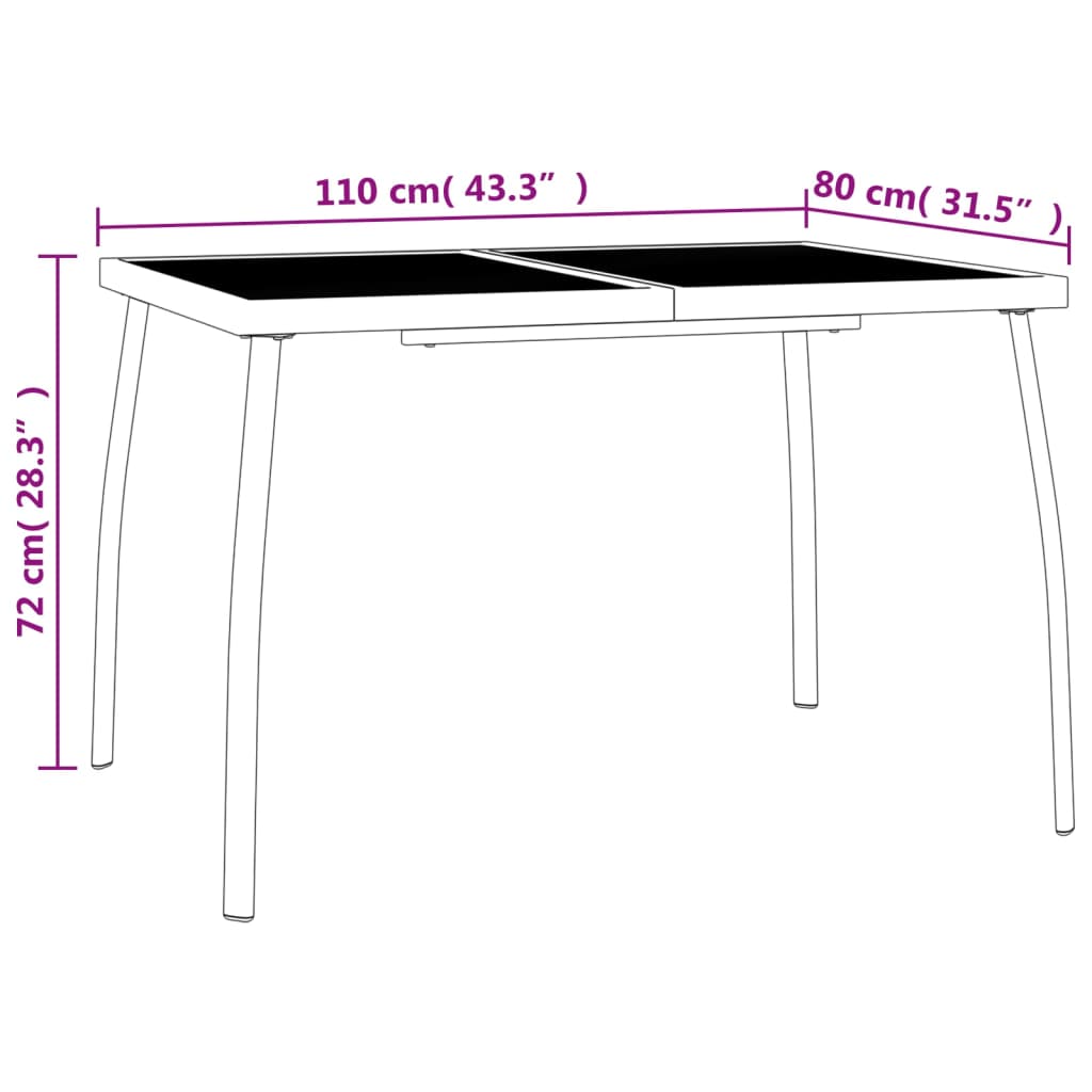 vidaXL Gartentisch Anthrazit 110x80x72 cm Stahlgitter