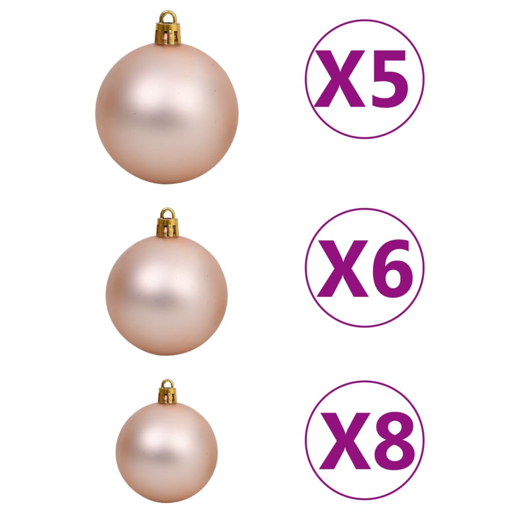 vidaXL Künstlicher Weihnachtsbaum mit Beleuchtung & Kugeln Rosa 150cm