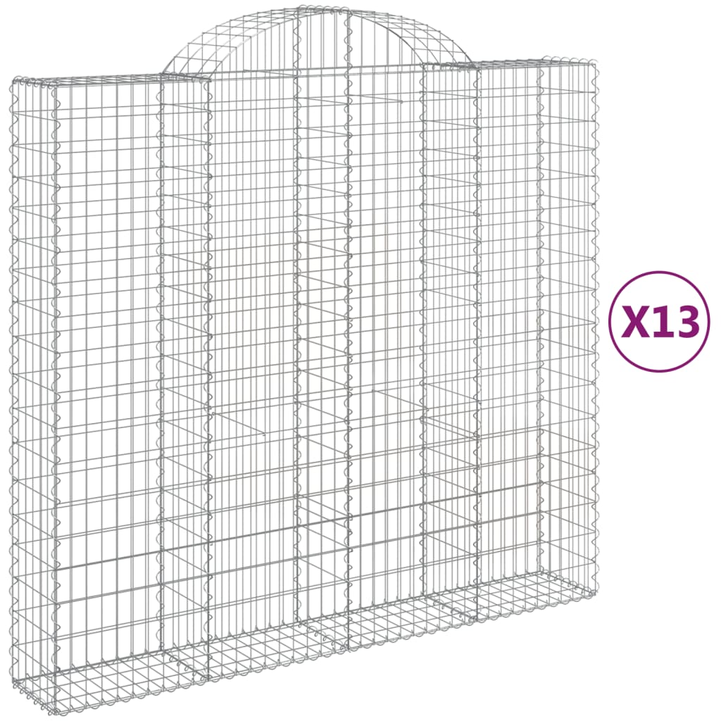 vidaXL Gabionen mit Hochbogen 13Stk. 200x50x180/200cm Verzinktes Eisen