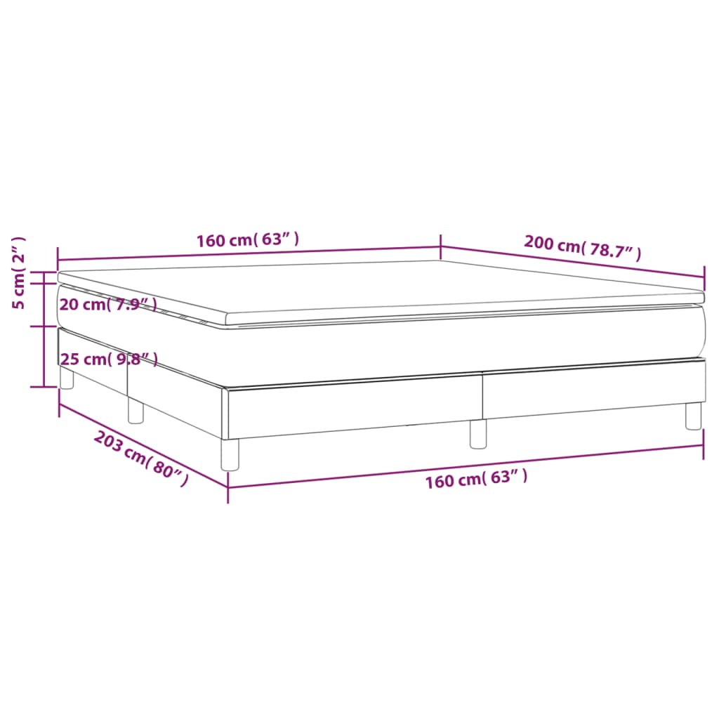 vidaXL Boxspringbett mit Matratze Schwarz 160x200 cm Samt