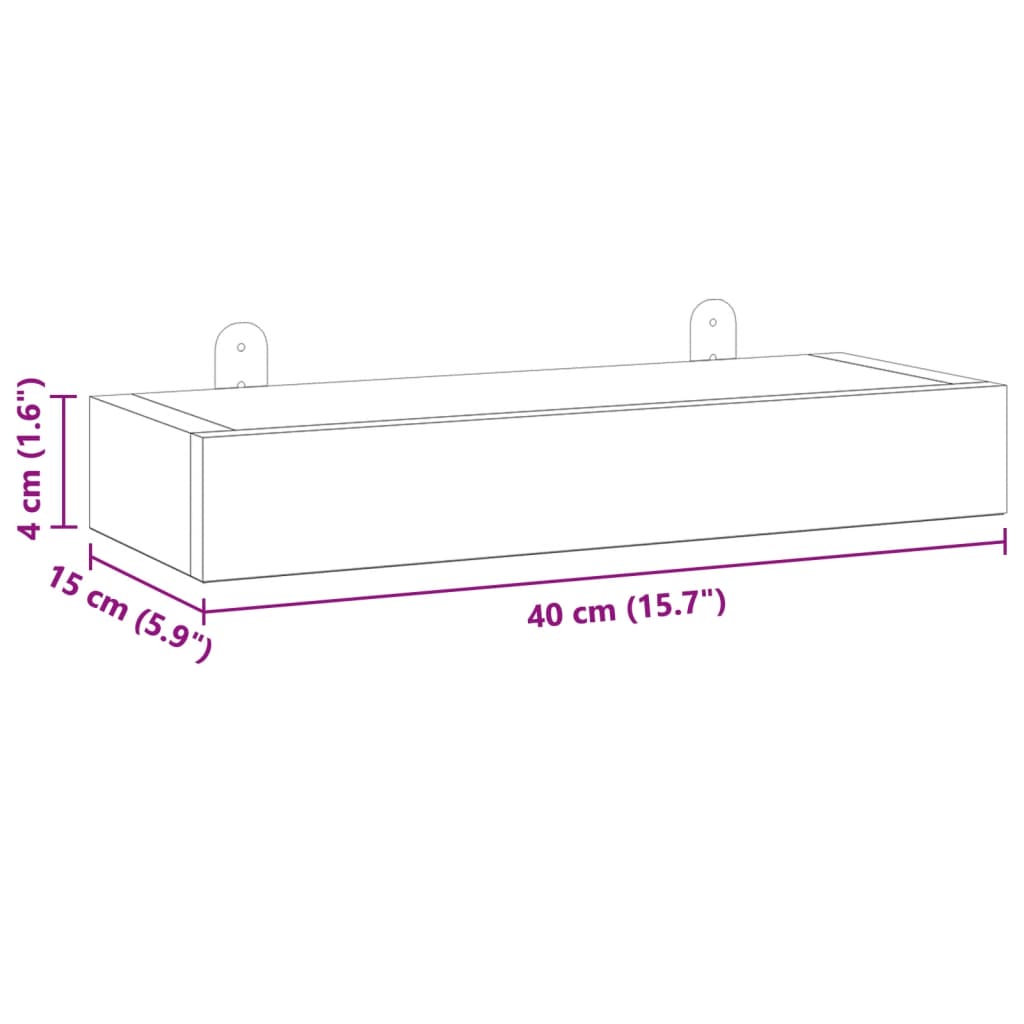 vidaXL Wandregale 2 Stk. 40x15x4 cm Massivholz Teak