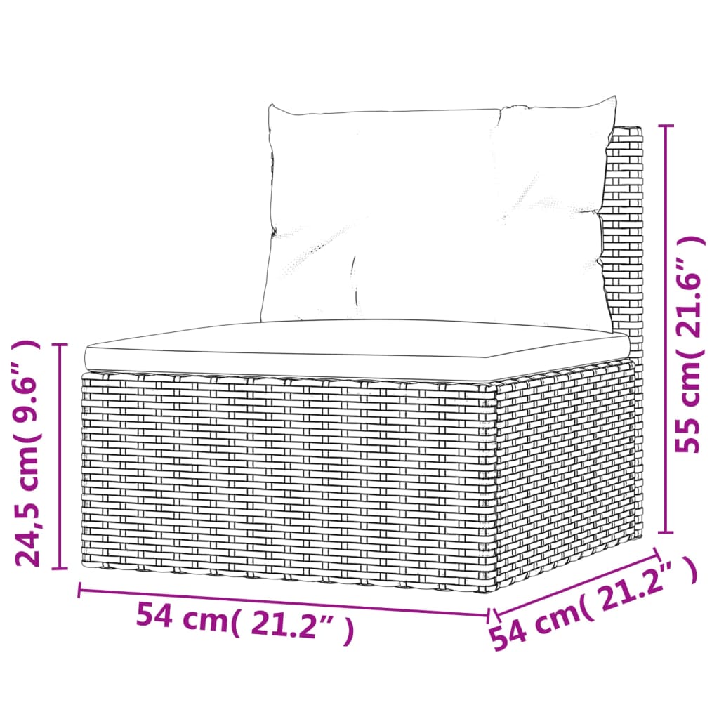 vidaXL 7-tlg. Garten-Lounge-Set mit Kissen Schwarz Poly Rattan