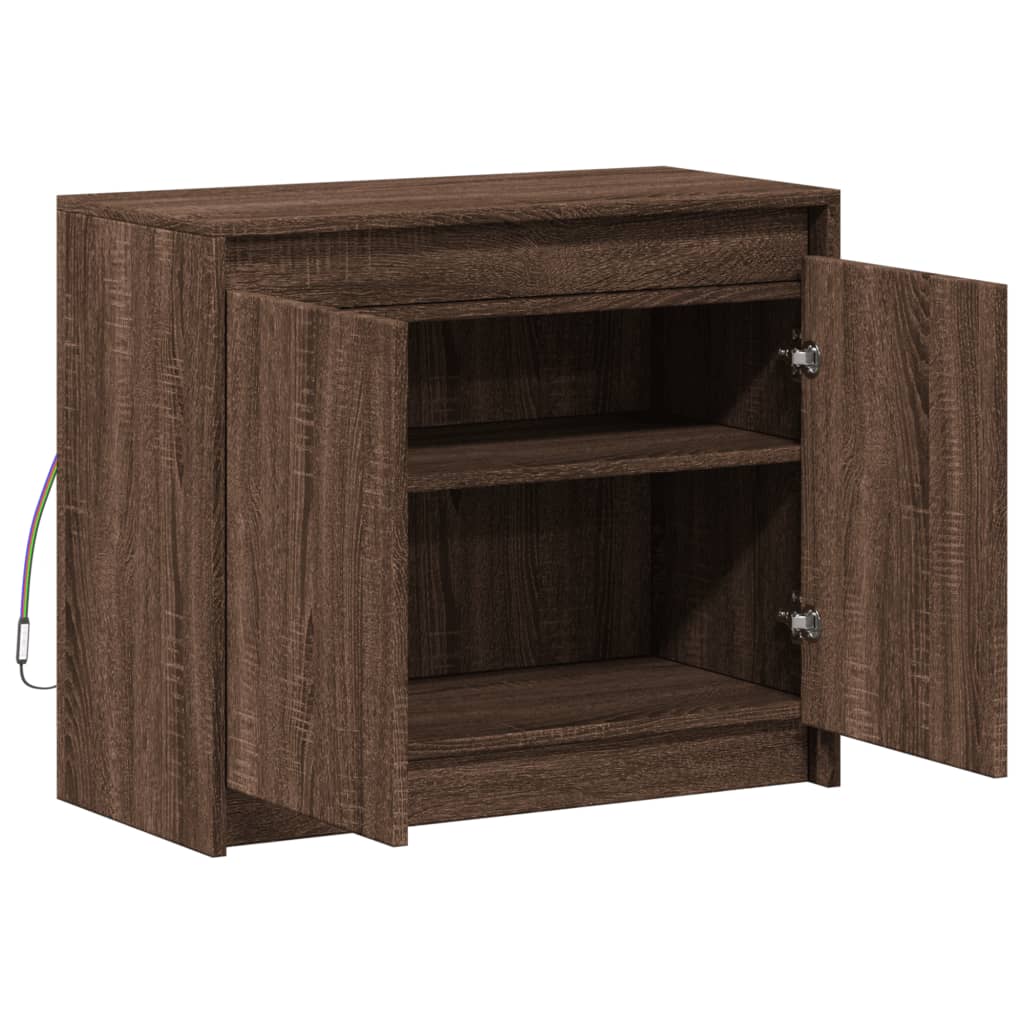 vidaXL LED-Sideboard Braun Eichen-Optik 72x34x61 cm Holzwerkstoff