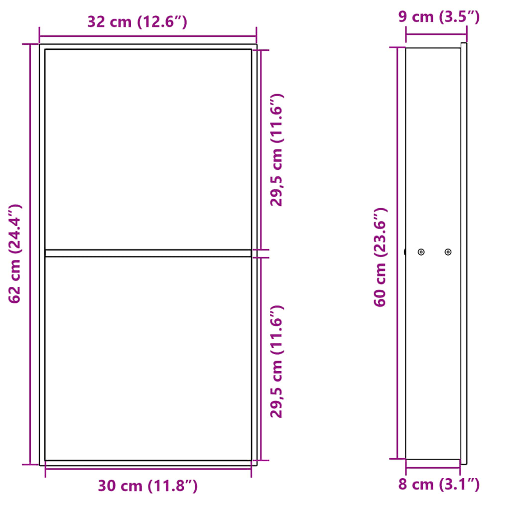 vidaXL Duschnische Golden Gebürstet 32x62x9 cm Edelstahl