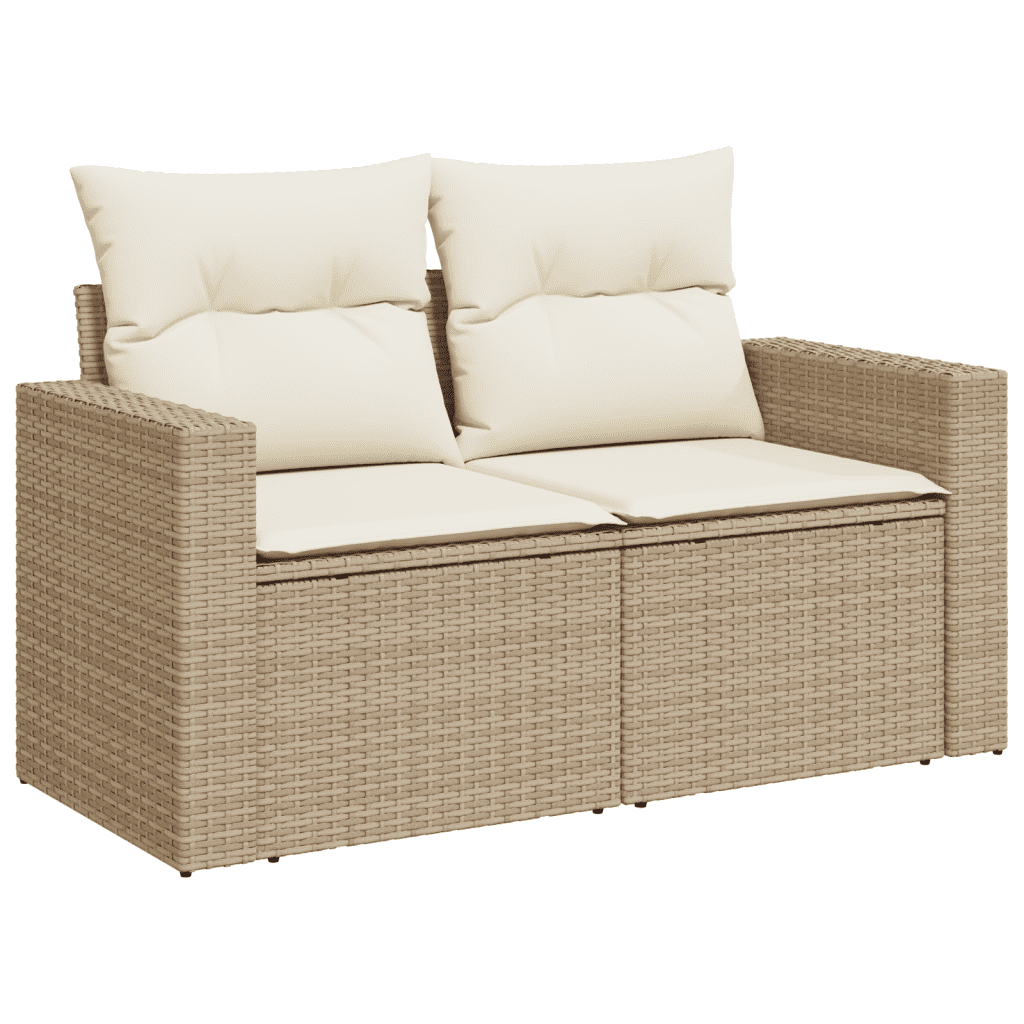 vidaXL 6-tlg. Garten-Sofagarnitur mit Kissen Beige Poly Rattan