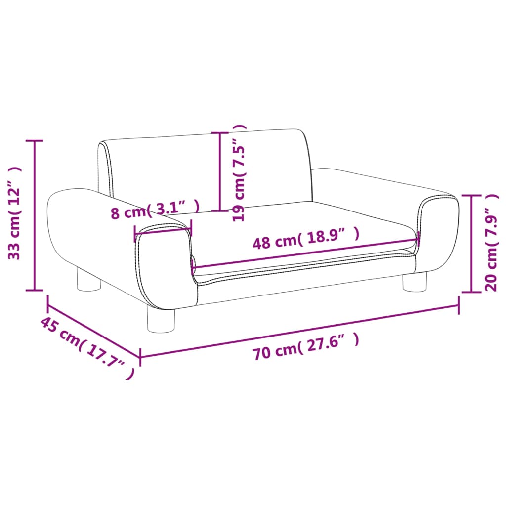 vidaXL Kindersofa Schwarz 70x45x33 cm Samt