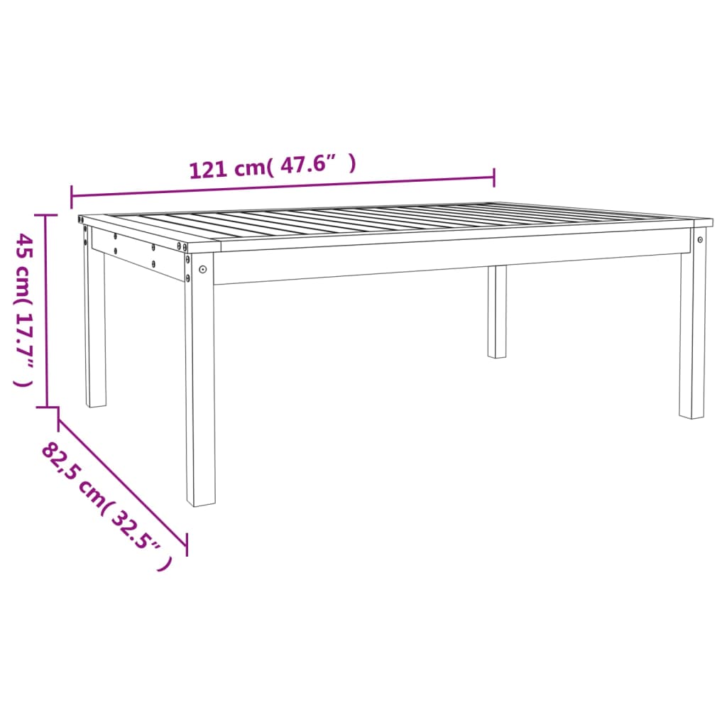 vidaXL Gartentisch Weiß 121x82,5x45 cm Massivholz Kiefer