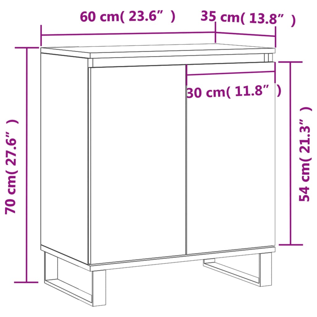 vidaXL Sideboard Betongrau 60x35x70 cm Holzwerkstoff