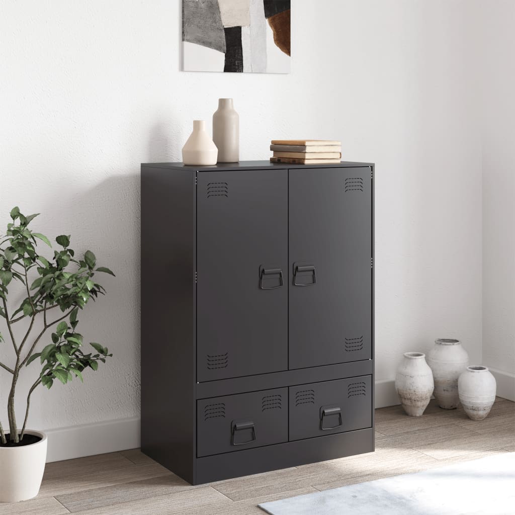 vidaXL Highboard Schwarz 67x39x95 cm Stahl