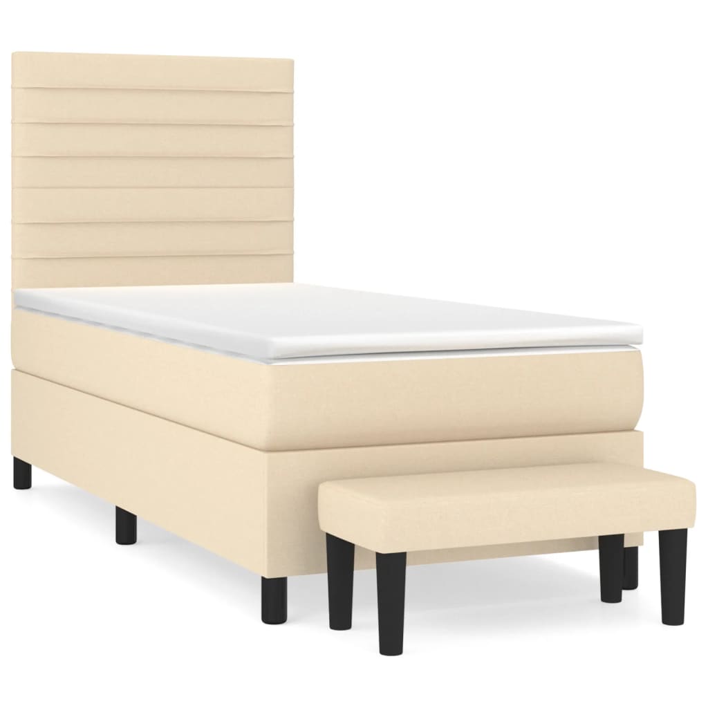 vidaXL Boxspringbett mit Matratze Creme 90x190 cm Stoff